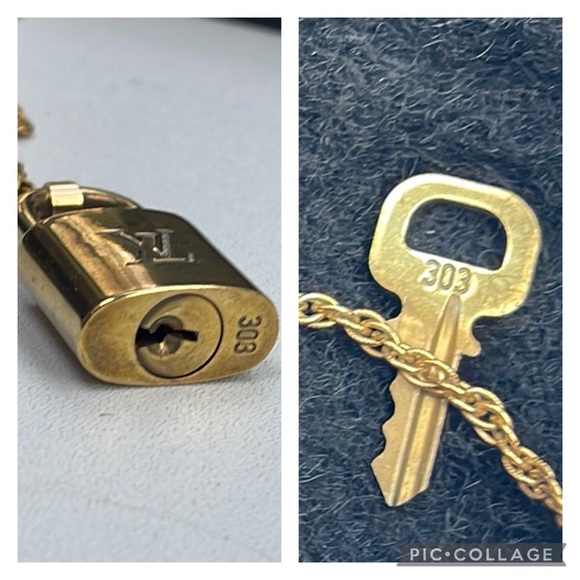 Authentic Louis Vuitton Lock & Key Necklace & Gold Tone Necklace - Picture 7 of 13
